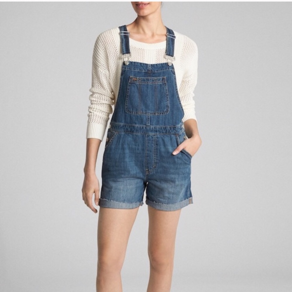 Denim Short Overalls - Blue Women's Shorts